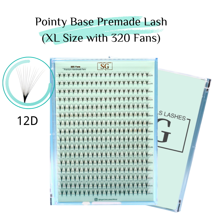 12D Large Tray Pointy Base Premade Volume Fans 320 Fans 16 Lines 8MM-15MM Mixed
