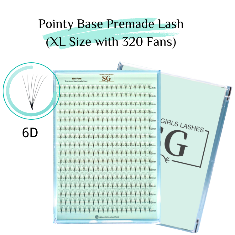 6D Large Tray Pointy Base Premade Volume Fans 320 Fans 16 Lines 8MM-15MM Mixed