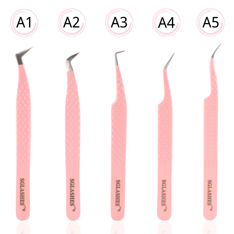 SG-A4 Pink Diamond Dust Curved Isolation Lash Tweezers - Image 3
