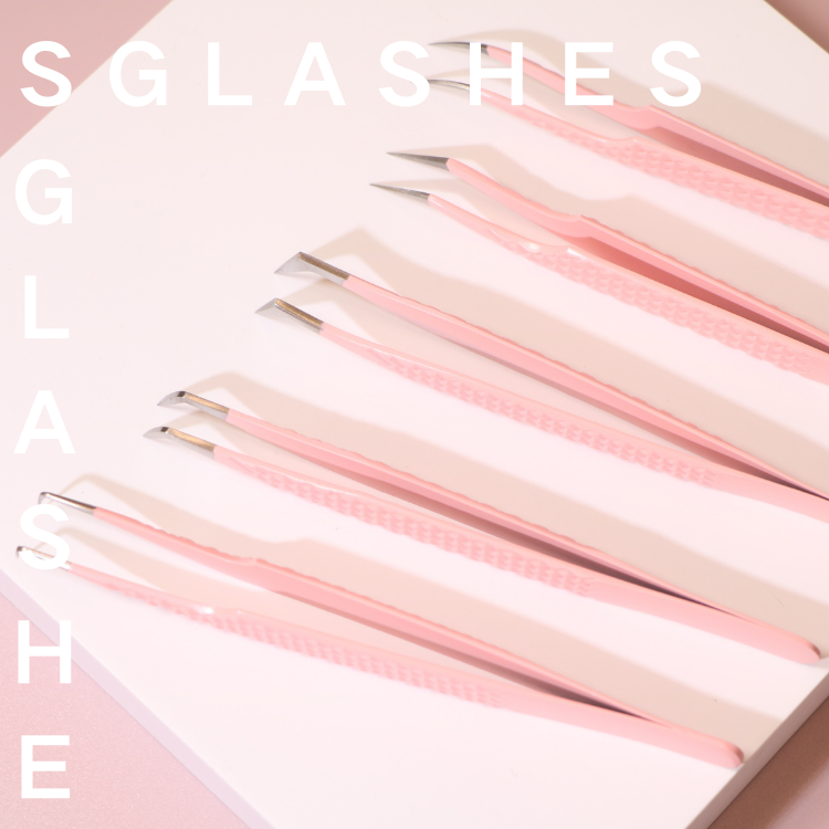 SG-A4 Pink Diamond Dust Curved Isolation Lash Tweezers - Image 6