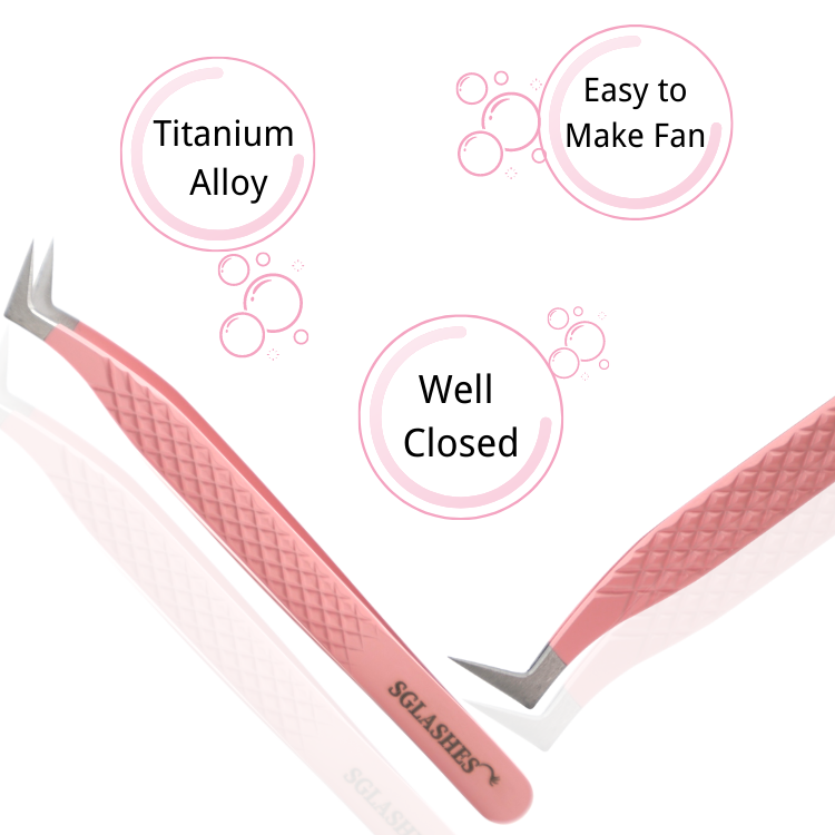 SG-A1 Pink Diamond Dust Mega Volume Lash Tweezers - Image 2