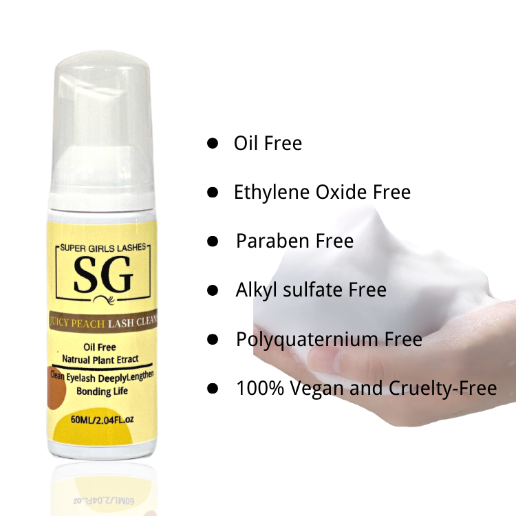 JUICY PEACH Lash Foaming Cleanser 60ml for Eyelash Extensions - Image 2